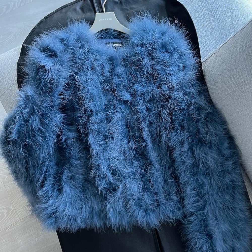 Luxurious Blue Faux Fur Jacket